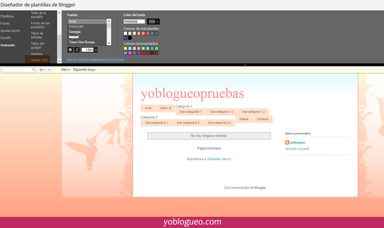 crear barra de menu blogger